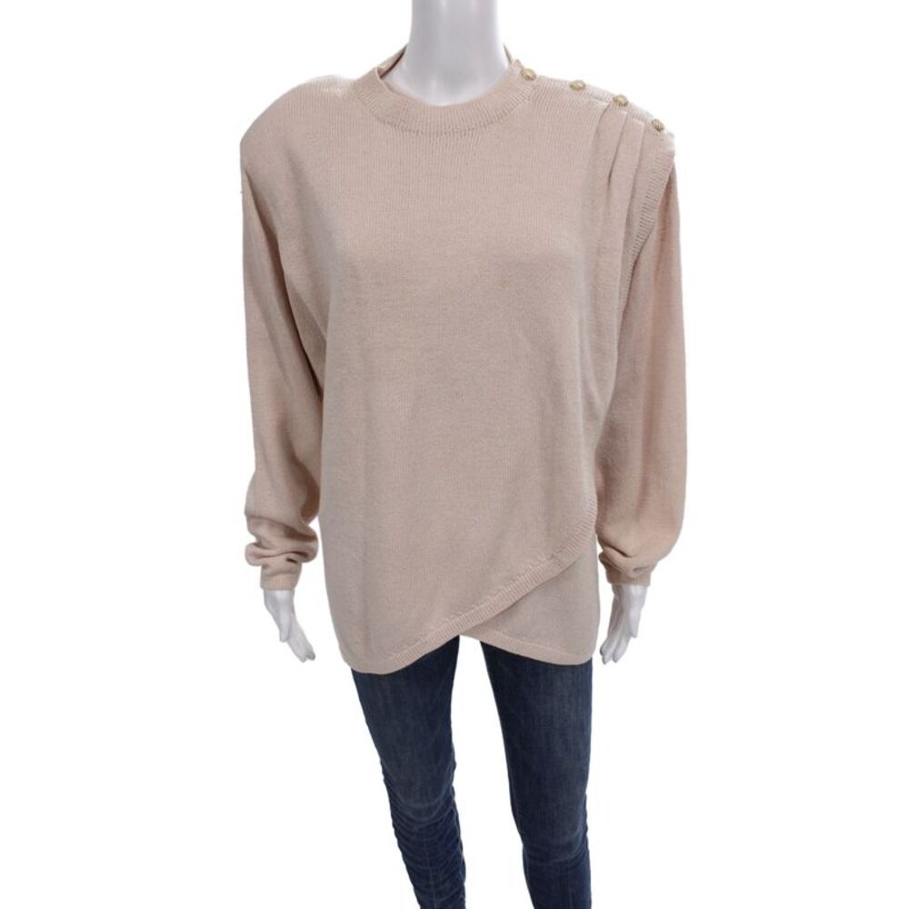 St. John By Marie Gray Unisex Pullover Sweater Beige Cotton Crew Neck Size 16